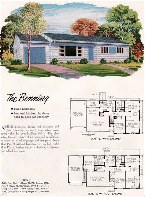 1950s ranch house floor plans.